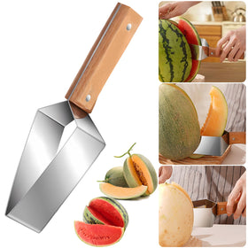 FMOYSIEN triangle watermelon cutter with wooden handle cuts cleanly