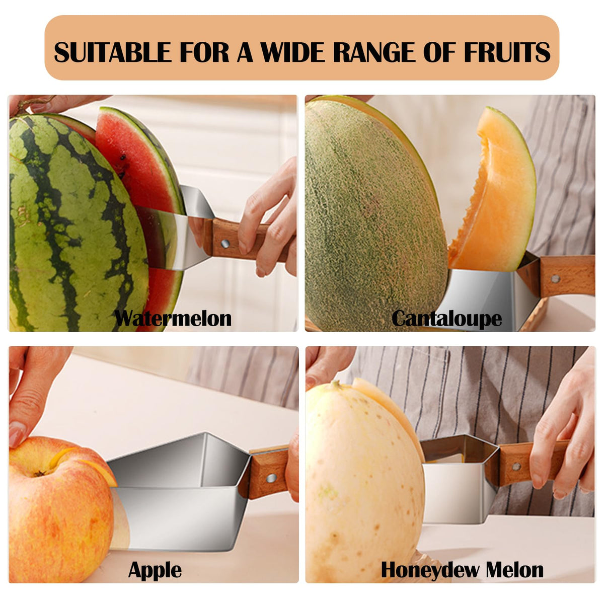 FMOYSIEN wooden handle and stainless steel blade close-up