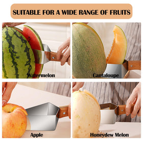 FMOYSIEN wooden handle and stainless steel blade close-up