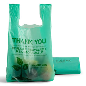 FMP Brands eco biodegradable bags with handles, perfect for grocery orders and quick checkout