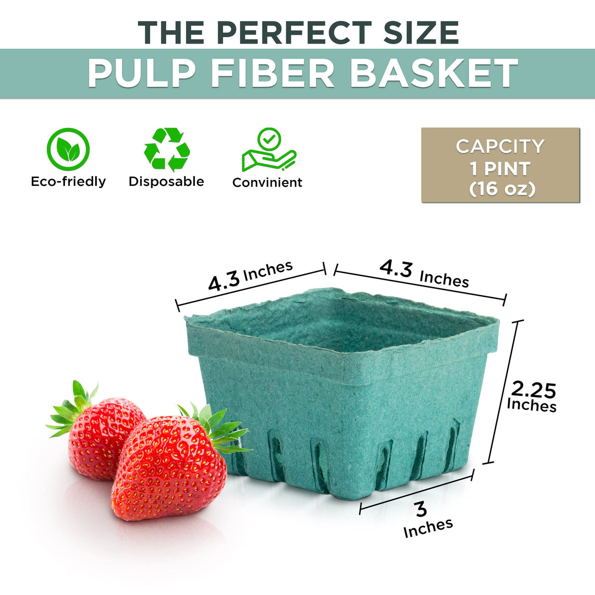 FMP Brands eco-friendly pulp berry basket vented for optimal airflow.