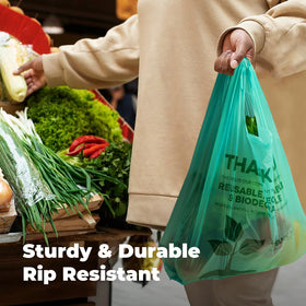 FMP Brands foldable bags stored easily, always on hand for shopping trips