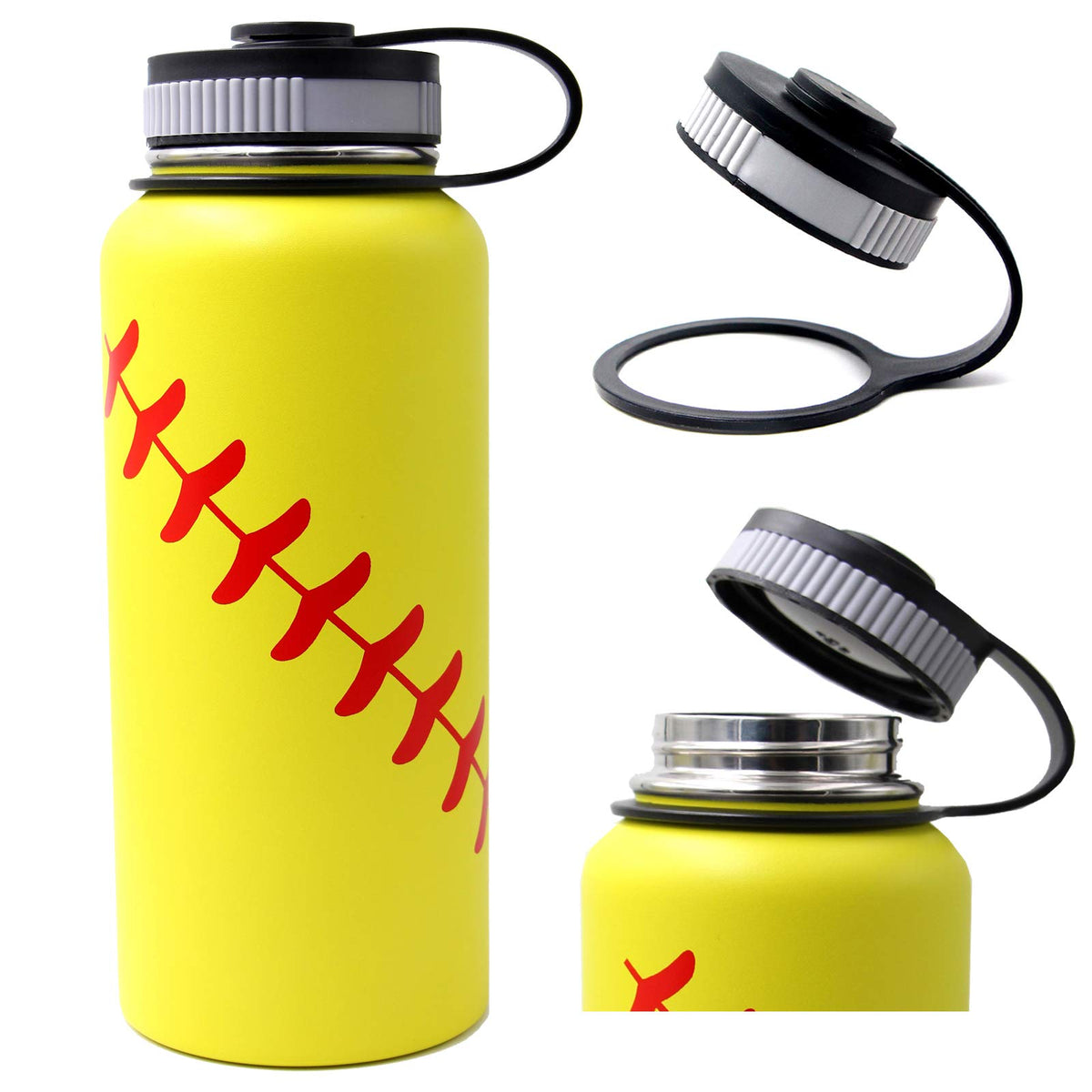 FMYWZS 32 oz softball bottle with two lids for versatility on the go.