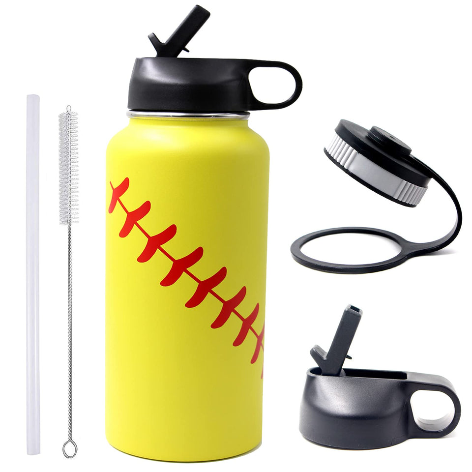 FMYWZS 32 oz softball water bottle wide mouth for easy cleaning and filling.