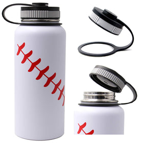 FMYWZS Baseball Water Bottle Flex Cap lid for office and hiking