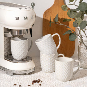 FOBENTA ceramic mug with beaded texture for a comfortable morning grip