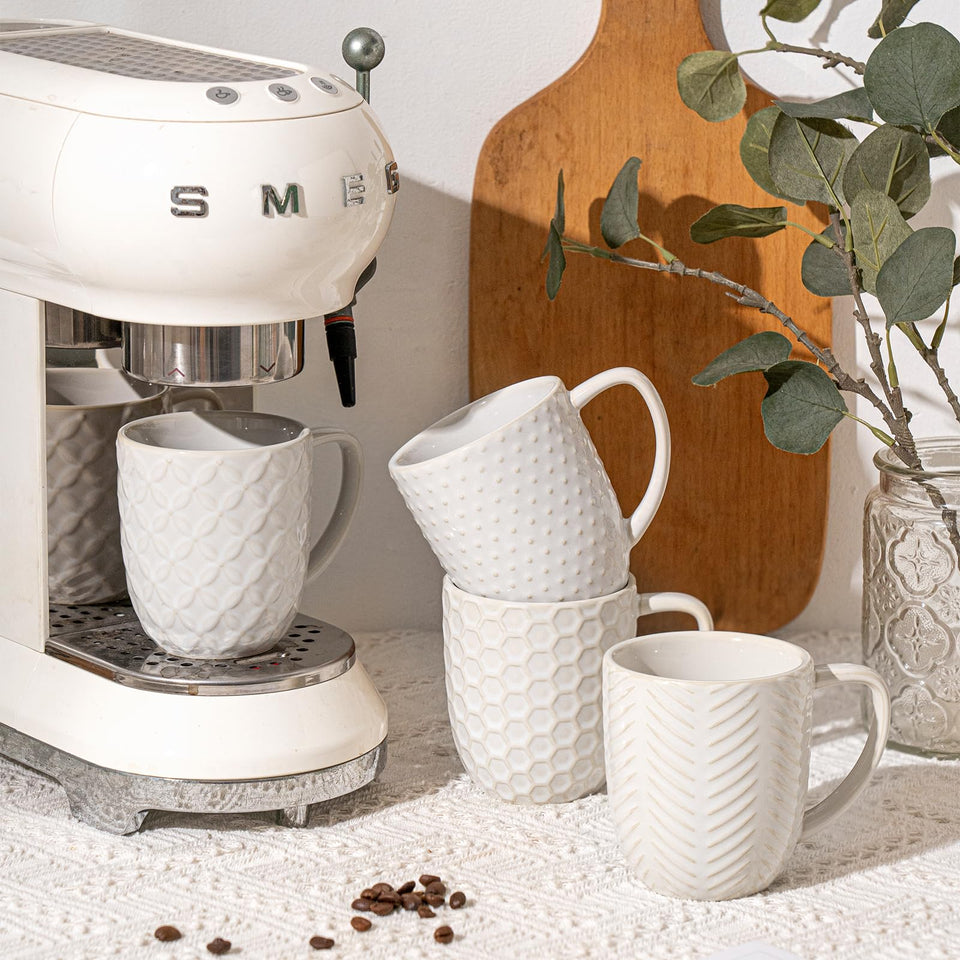 FOBENTA ceramic mug with beaded texture for a comfortable morning grip