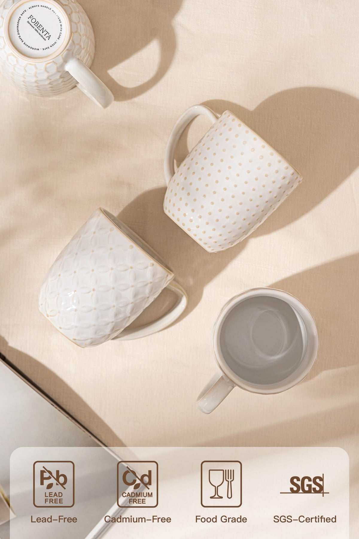 FOBENTA floral-embossed mug adds elegance to cocoa or latte moments