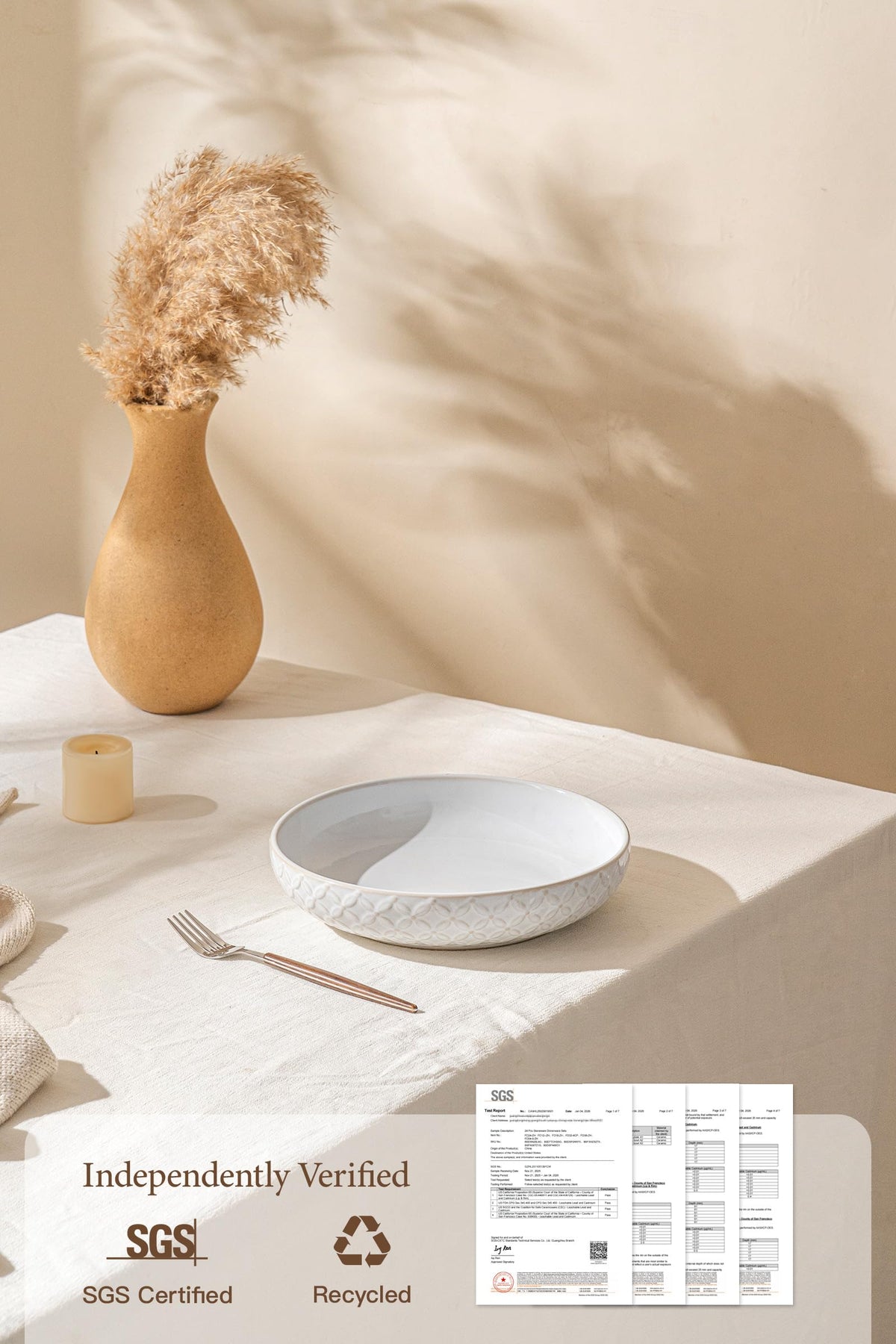 FOBENTA dining table setup with pasta bowls for everyday elegance