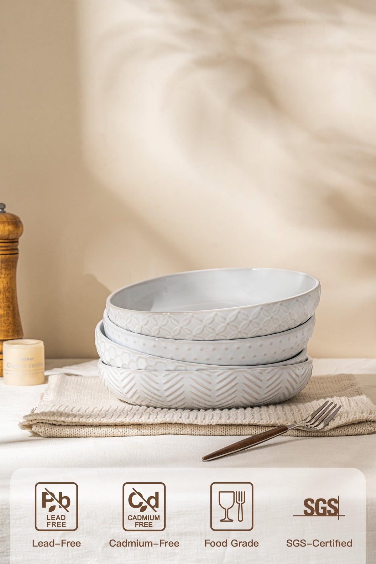 FOBENTA four embossed motifs closeup highlighting nature-inspired artwork