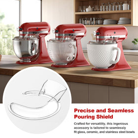 FOCOllK pouring shield designed for KitchenAid mixers and attachments.