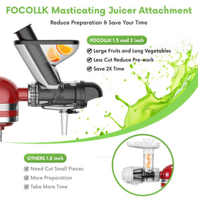 FOCOllK slow juicing modes enable gentle extraction across produce varieties.