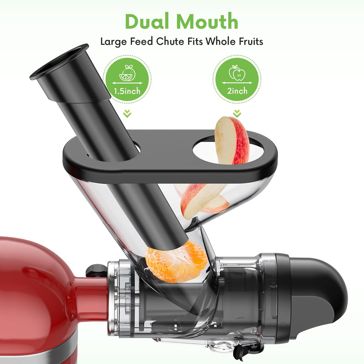 FOCOllK juicer attachment on a KitchenAid mixer during juice prep.