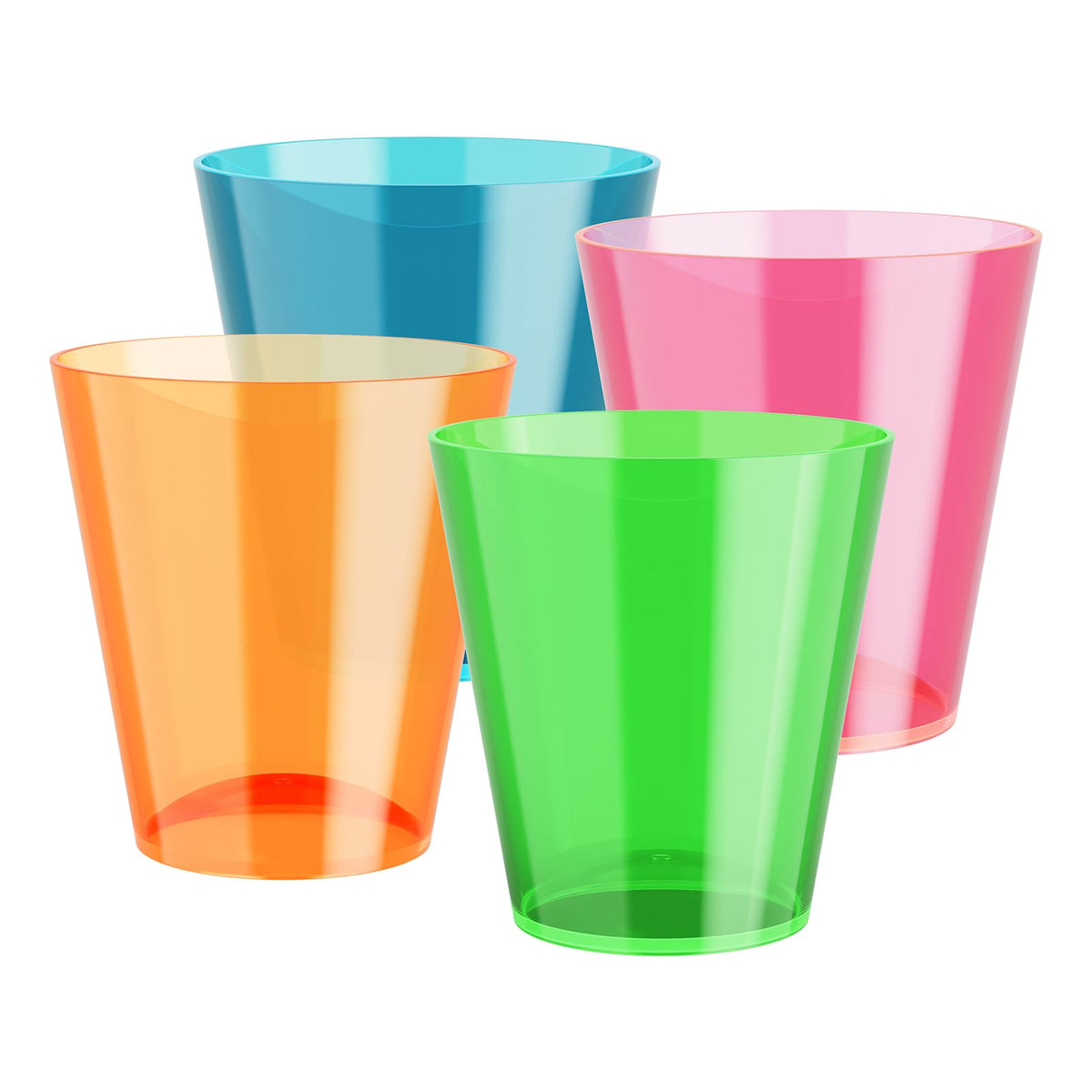 FOCUSLINE 2oz neon shot glasses glow under blacklight for party ambiance