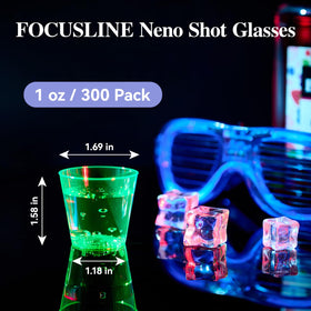 FOCUSLINE blue neon 1oz shot glass adds bold color to themed events.
