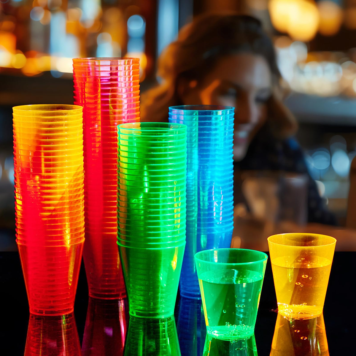 FOCUSLINE neon shot glasses fit bars, catering, and Halloween events