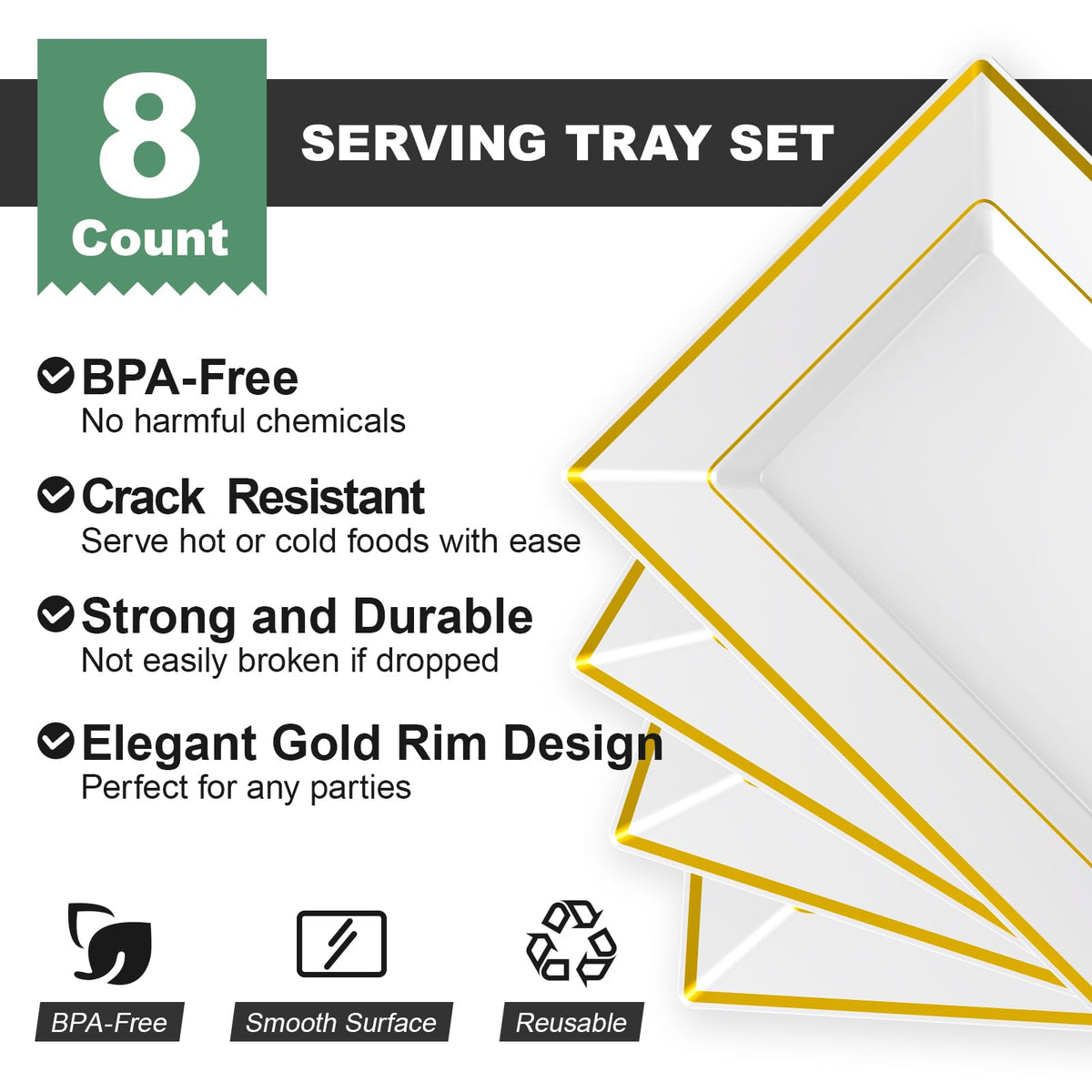 FOCUSLINE disposable platters, BPA-free, safe for guest service at parties.