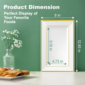 FOCUSLINE glossy white trays with gold trim, elevate dinner party presentation.