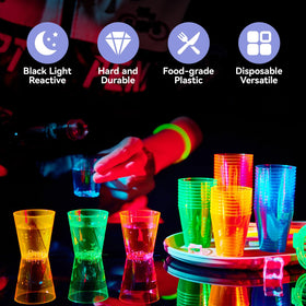 FOCUSLINE neon color-set 2oz shot glasses blue orange pink green for themed events
