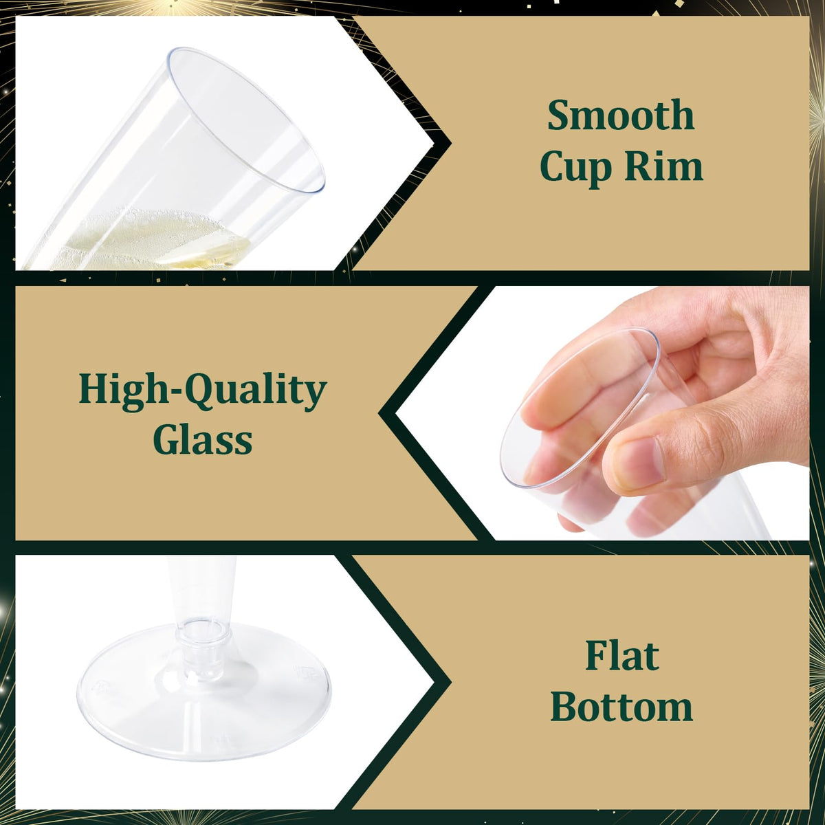 FOCUSLINE sturdy plastic champagne cups designed for reliable event service