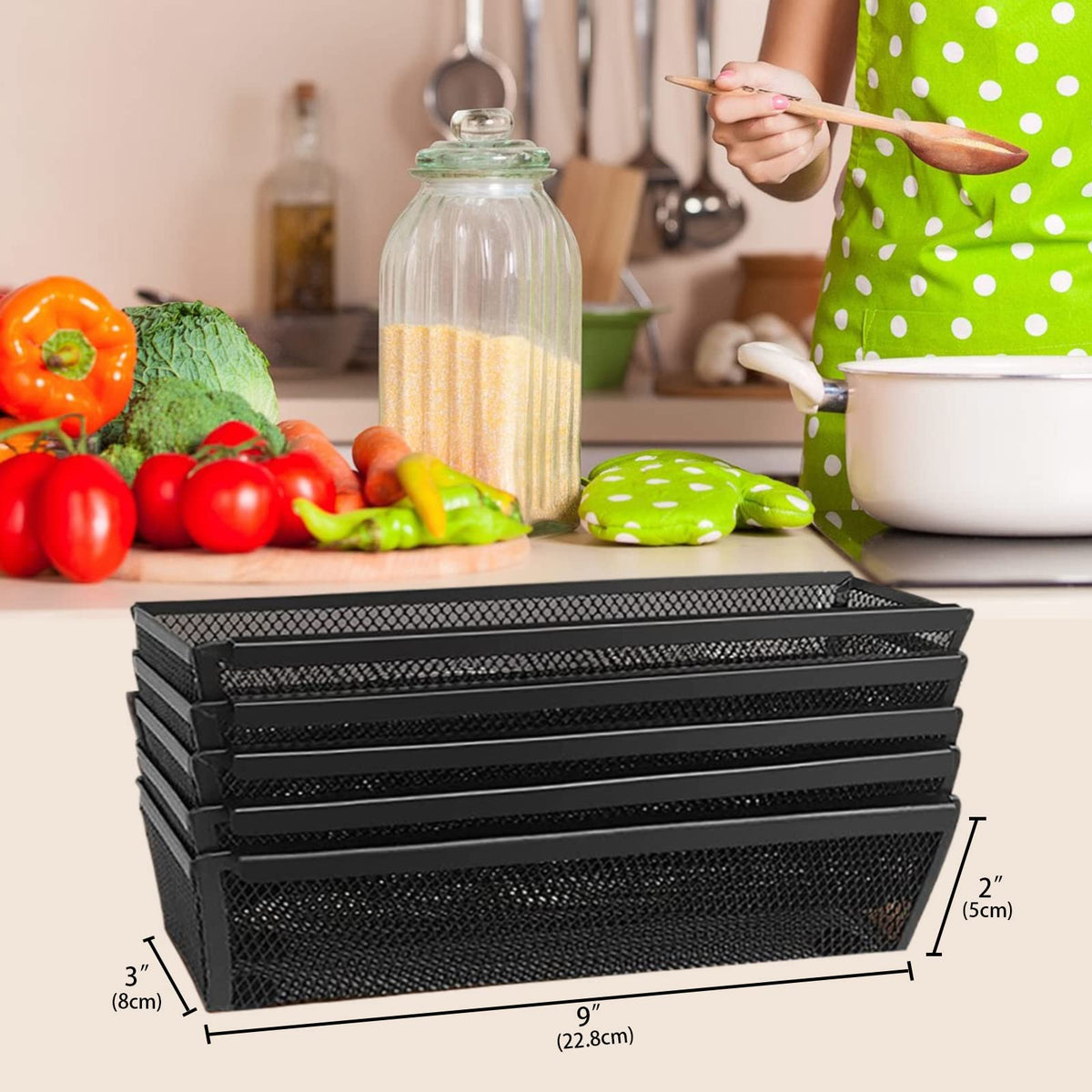 Fodofodo metal organizer with non-slip bottom stays steady during use.
