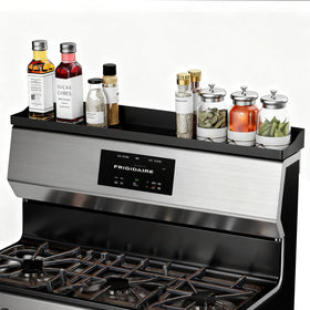 Foeacry 30-inch magnetic stove-top shelf mounted on back panel for secure storage