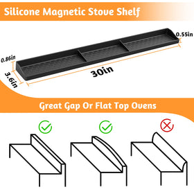 Foeacry magnetic shelf mounted beside stove showing three-compartment spice rack