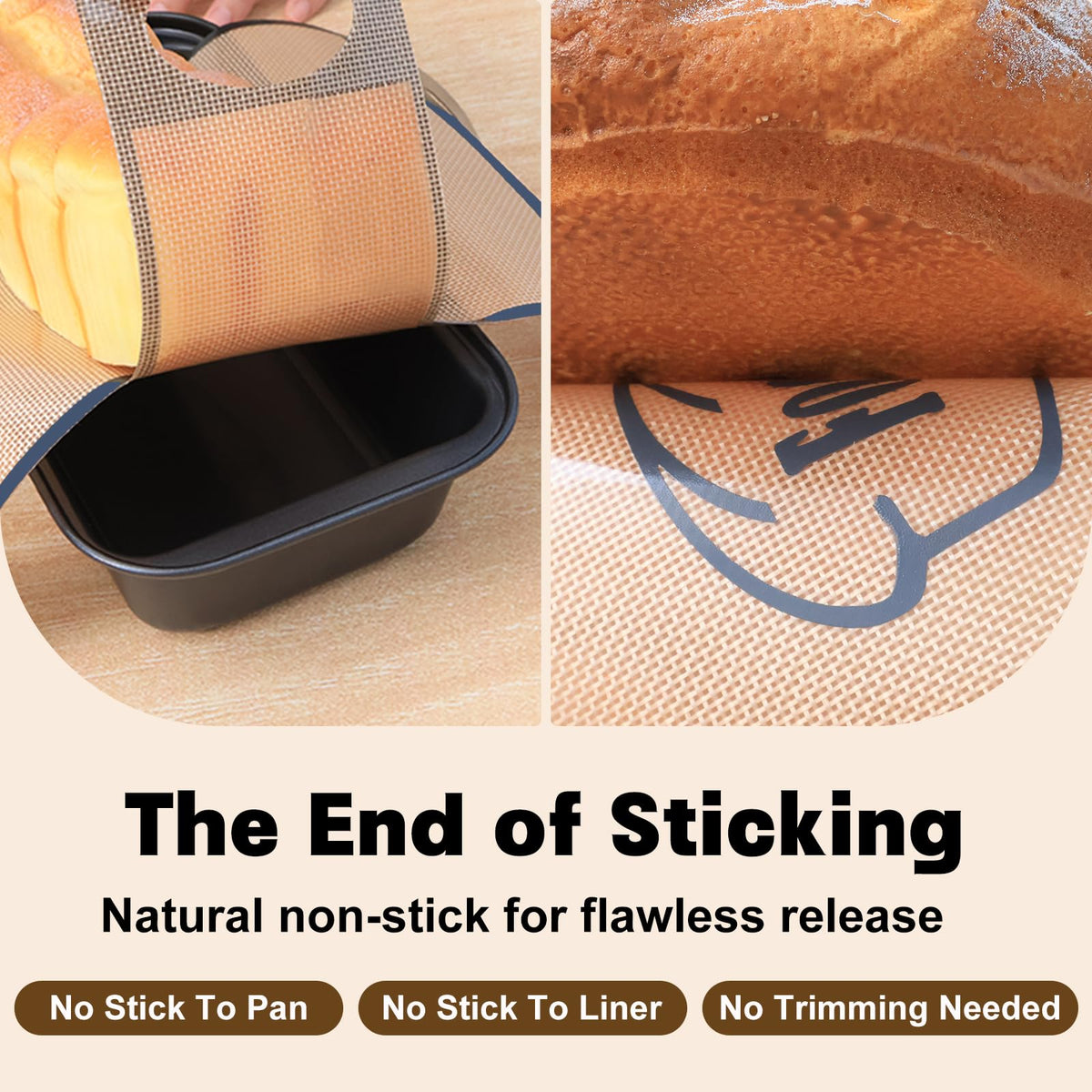 Foepoge loaf pan rounded corners ease cleaning and prevent crusts from sticking.
