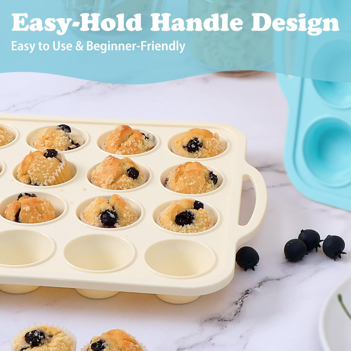 Foepoge nonstick easy-release muffin molds prevent sticking.