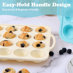 Foepoge nonstick easy-release muffin molds prevent sticking.