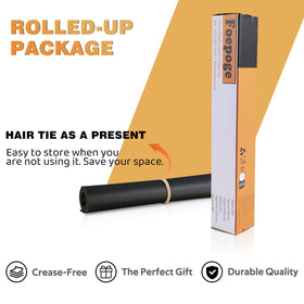 Foepoge packaging includes handy hair tie for simple storage.