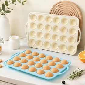 Foepoge silicone mini muffin pan frame 2-pack for stable baking results.
