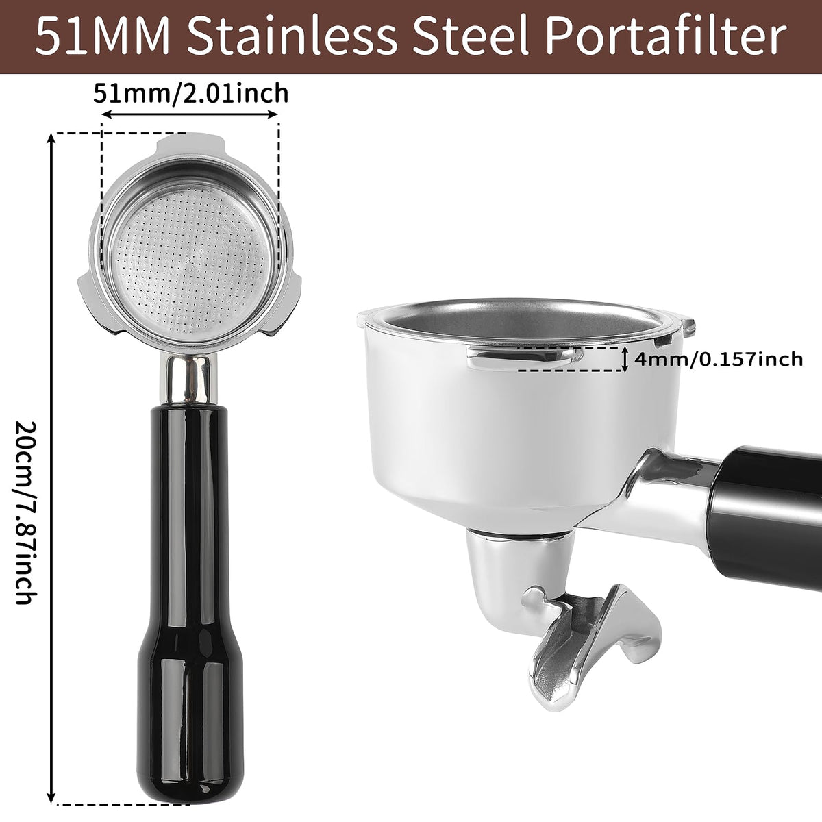Fogkay stainless steel portafilter head polished to a mirror finish