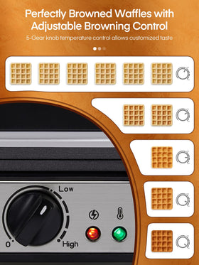 FOHERE waffle maker browning levels for customizable texture