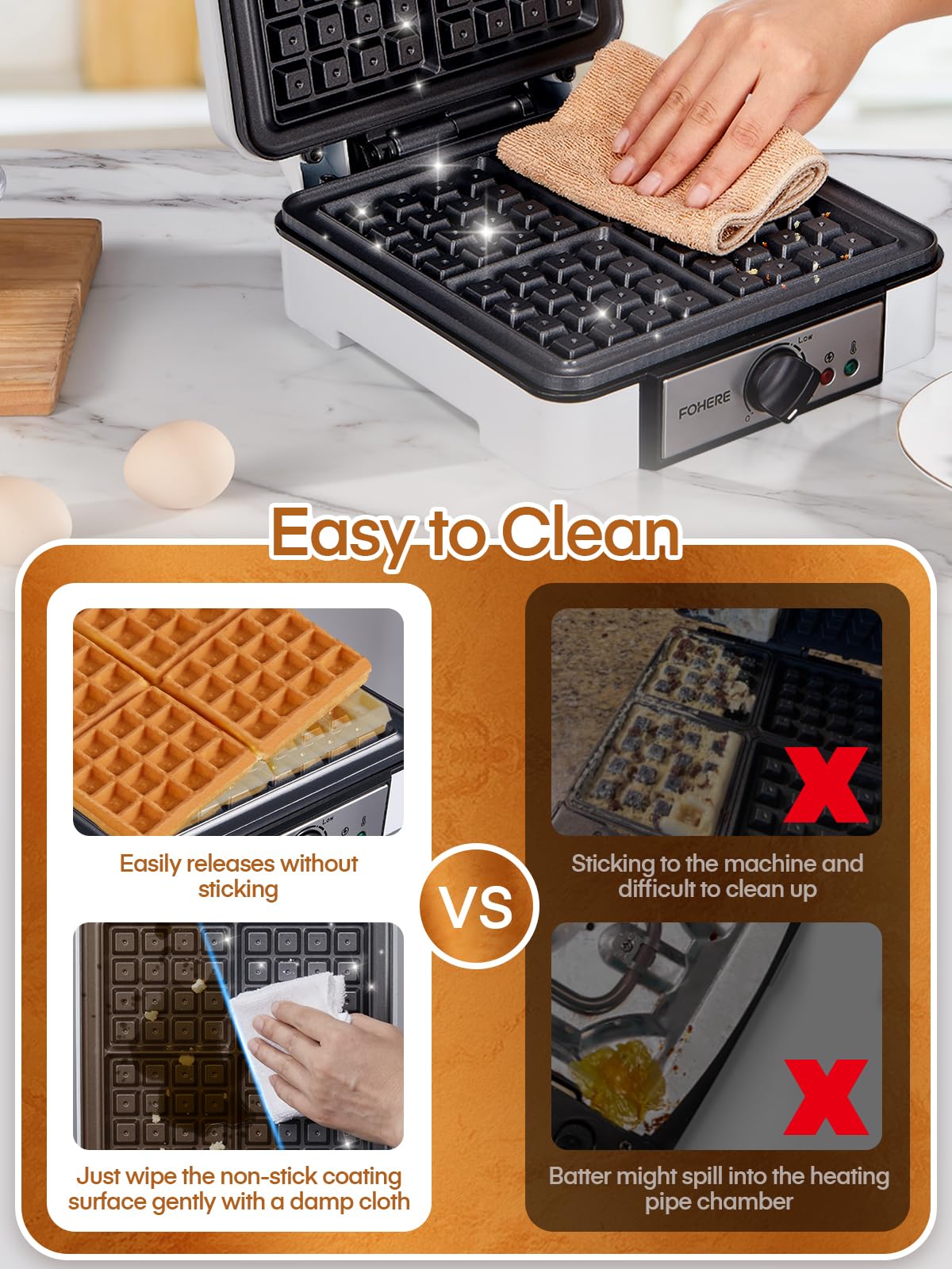 FOHERE easy cleaning with damp cloth and smooth surface