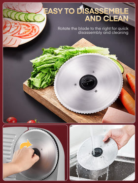 FOHERE food pusher doubles as blade guard for safer handling.