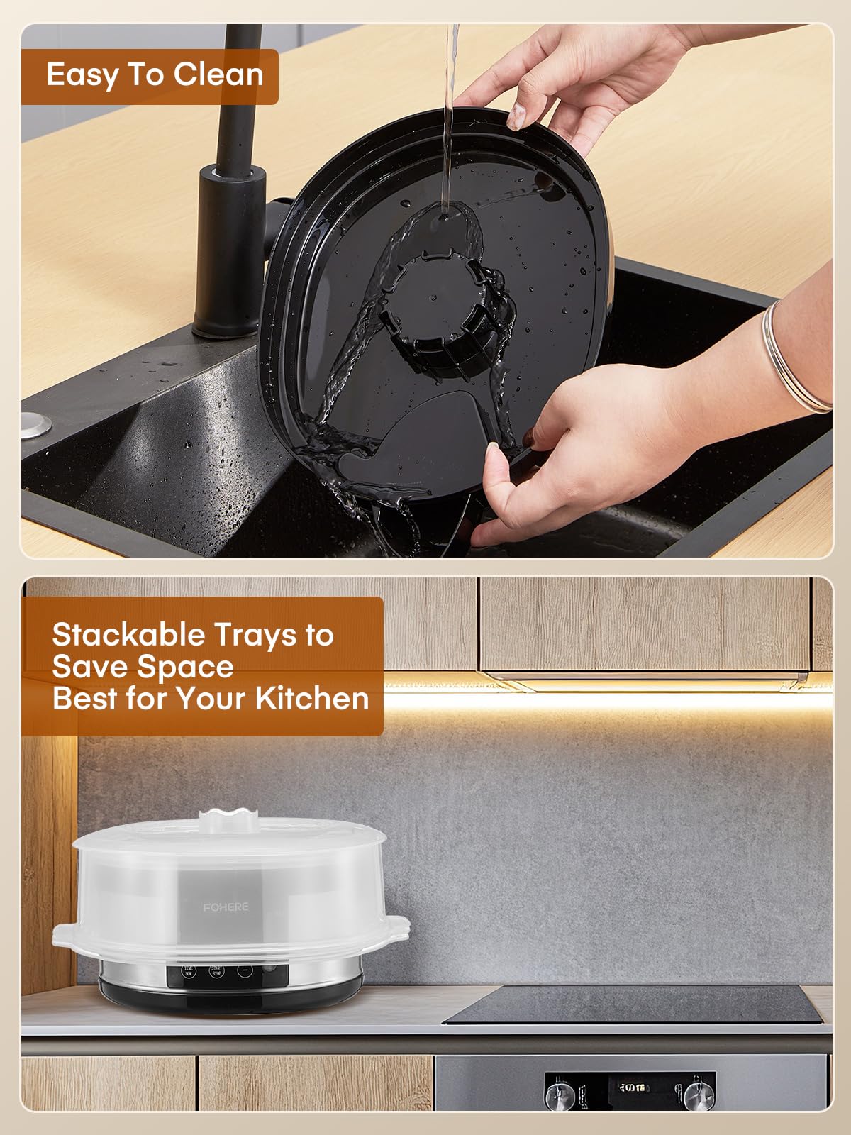 FOHERE steamer disassembled for easy cleaning and maintenance