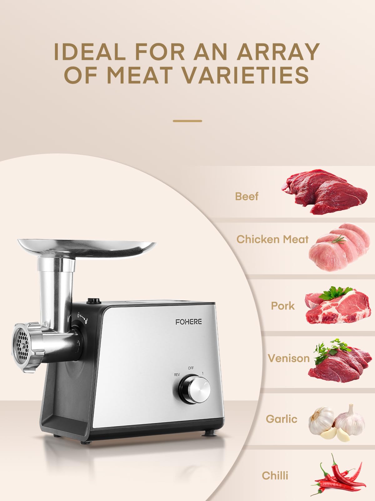 FOHERE grinder handles up to 5.5 lbs per minute