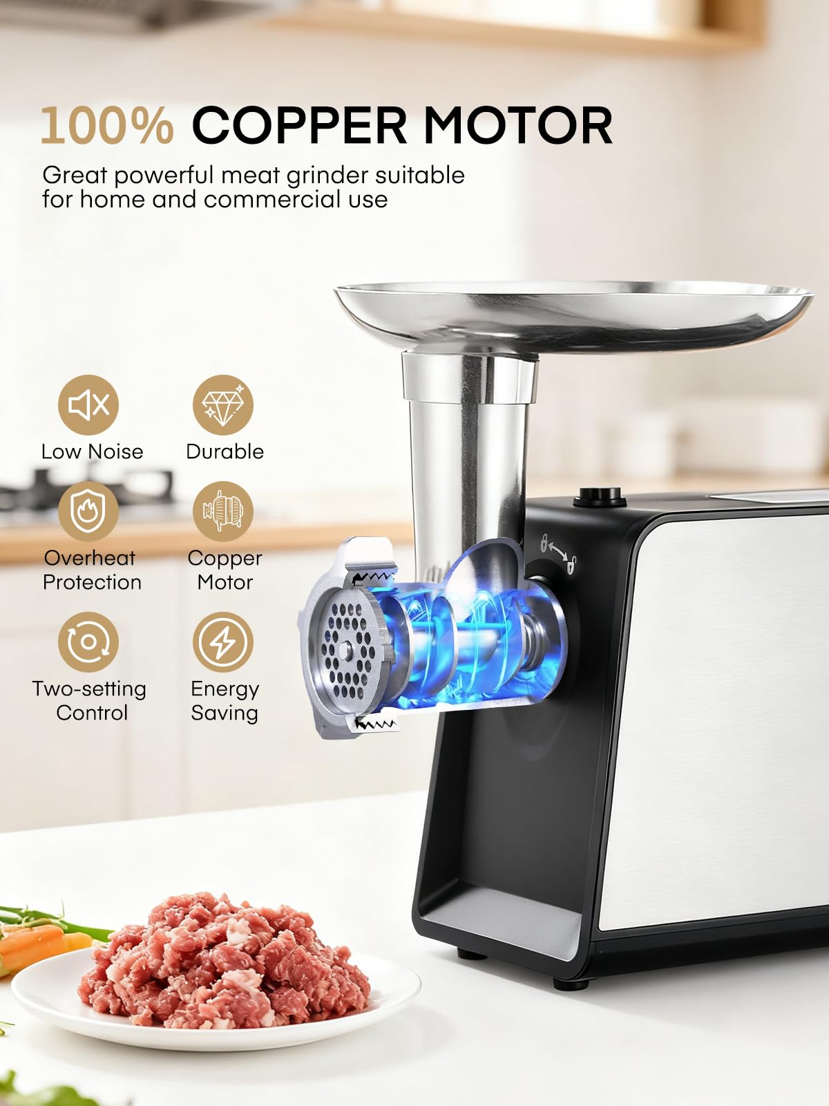FOHERE grinder built-in storage box keeps blades organized