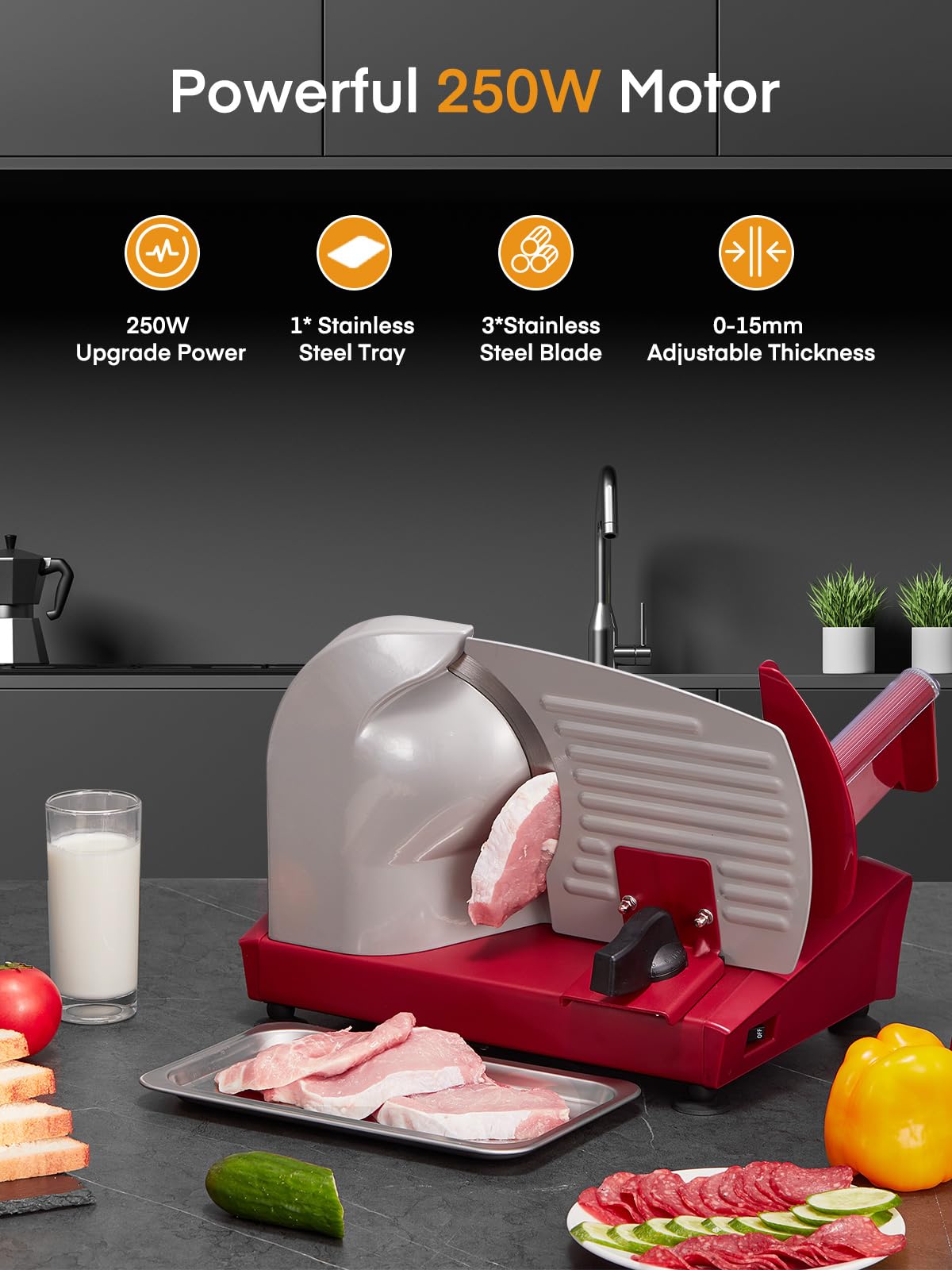 FOHERE thickness adjustment shows 0-15mm for versatile slicing