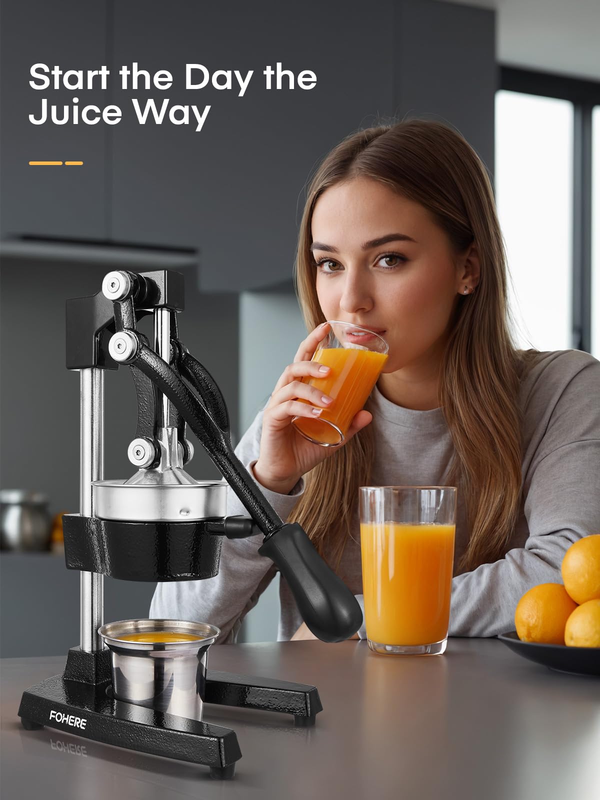FOHERE orange juicer squeezer easy-clean design simplifies after-use rinsing.