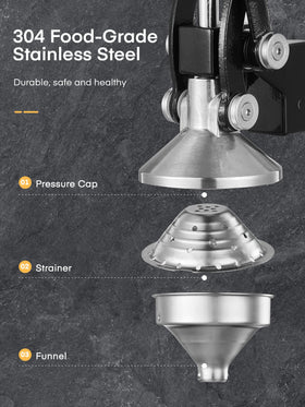FOHERE orange juicer squeezer top detail emphasizes 400ml stainless cup included.
