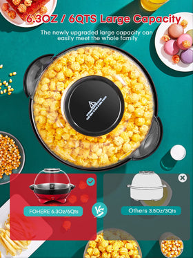 FOHERE 6qt capacity bowl perfect for family movie nights and gatherings