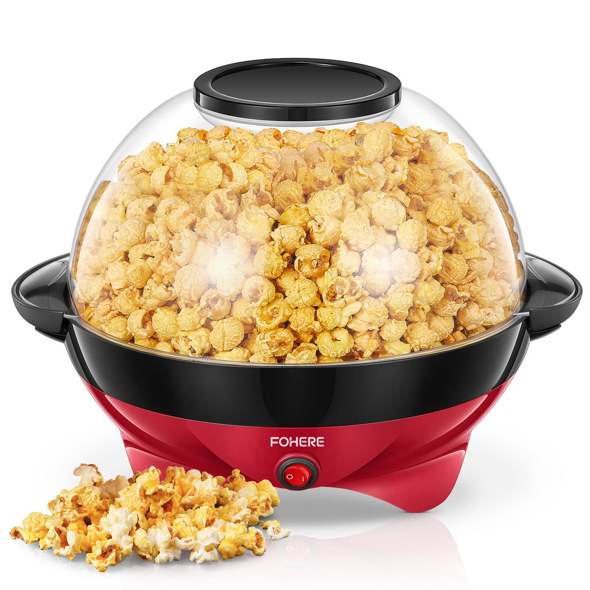 FOHERE popcorn machine with stirring rod ensures even popping and quick batch results
