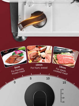 FOHERE thickness knob enables precise 0-15mm slicing.