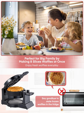 FOHERE dual indicators guide power and batter addition for precise baking.