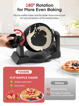FOHERE nonstick plates release waffles smoothly for easy cleanup.