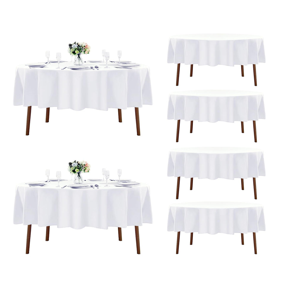Fokitut round tablecloth 90-inch white, six-pack, ideal for large gatherings