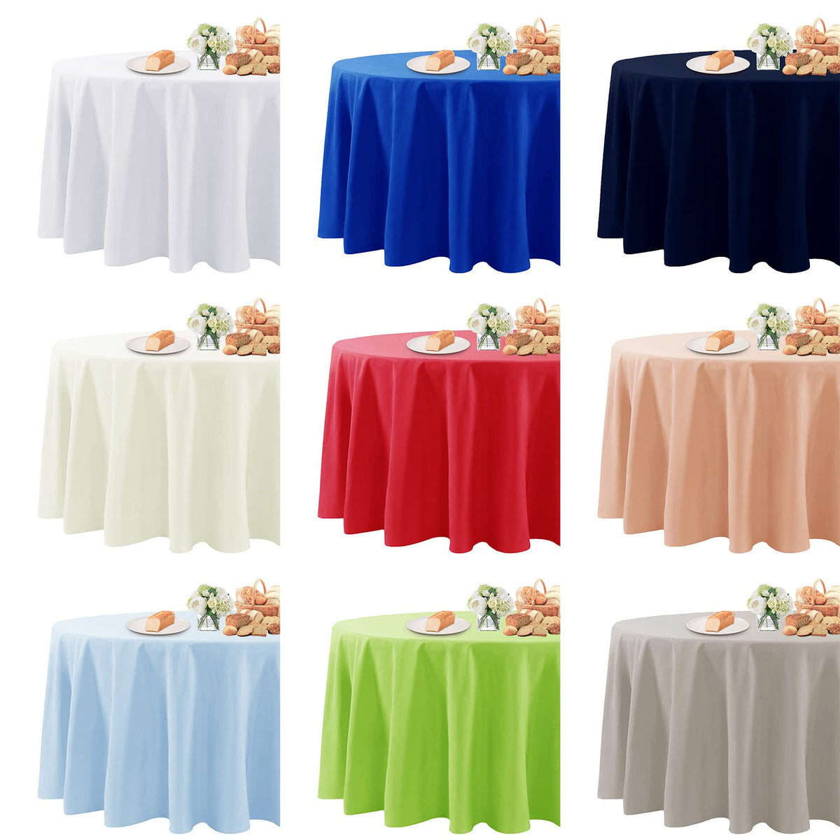 Fokitut round tablecloth crafted from durable polyester for frequent use.