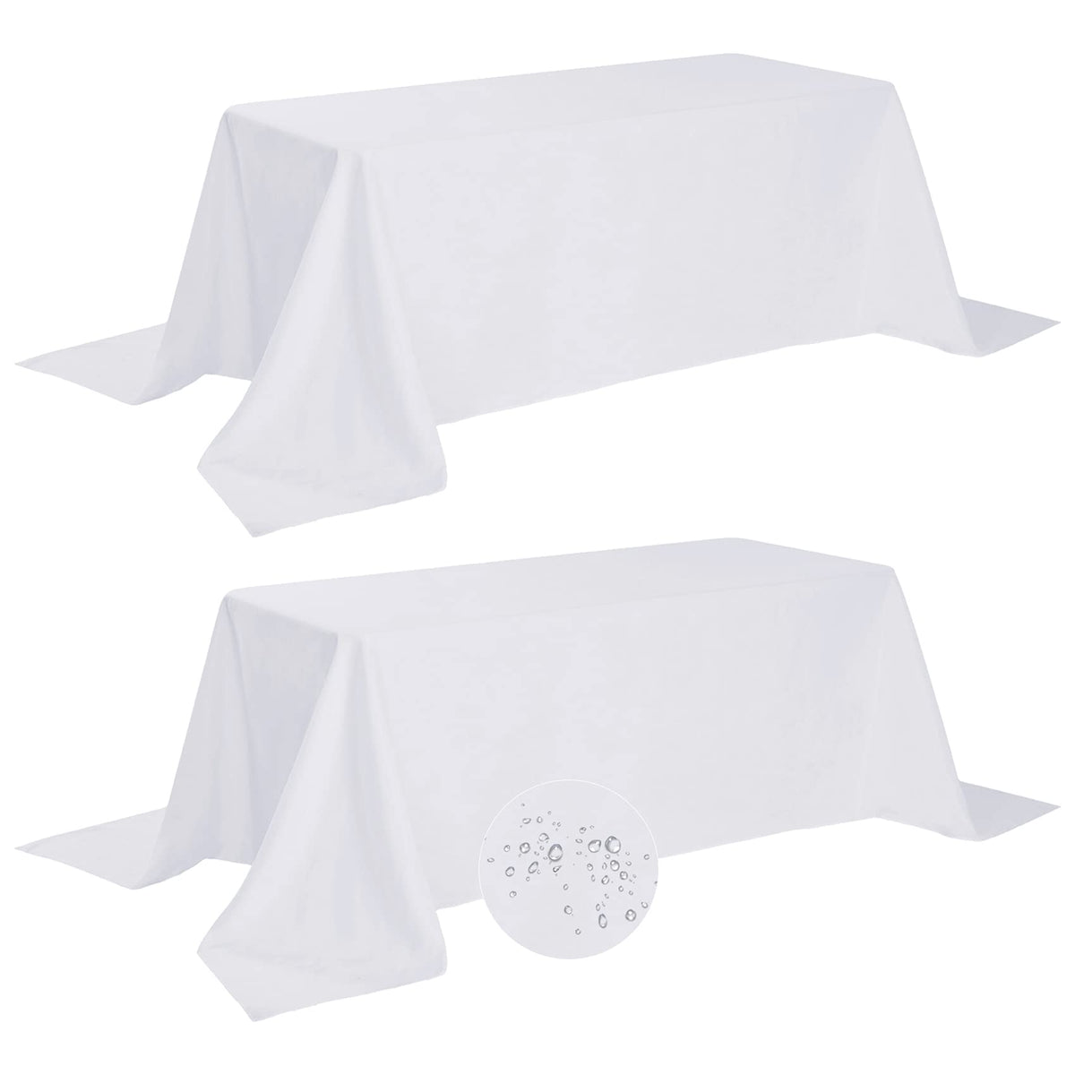 Fokitut waterproof rectangle tablecloth on a full dining table protecting the surface.